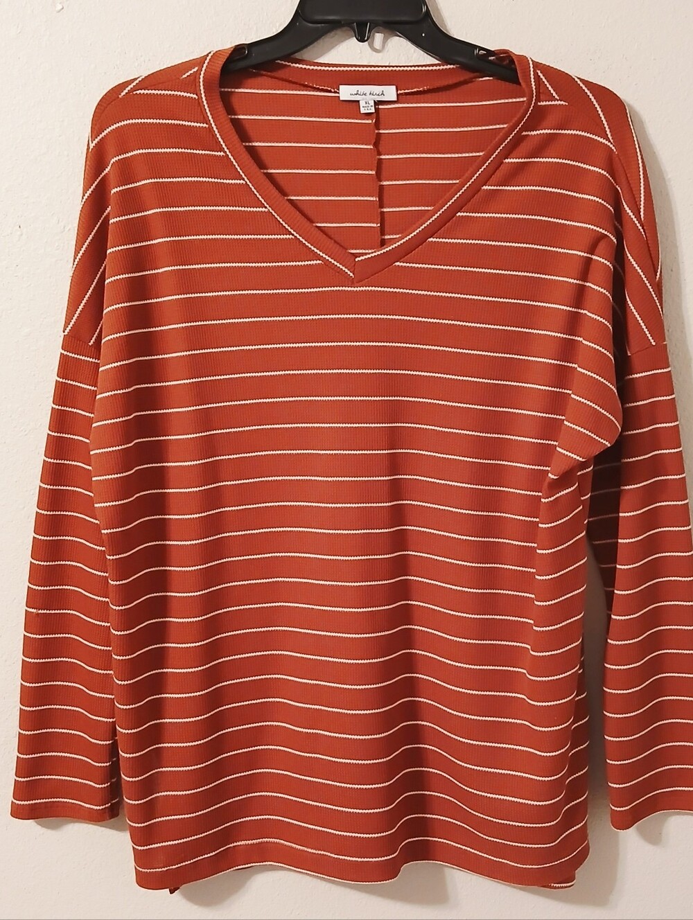 White Birch Stripe Long Sleeve Pull- On Size XL Cabincore Preppy